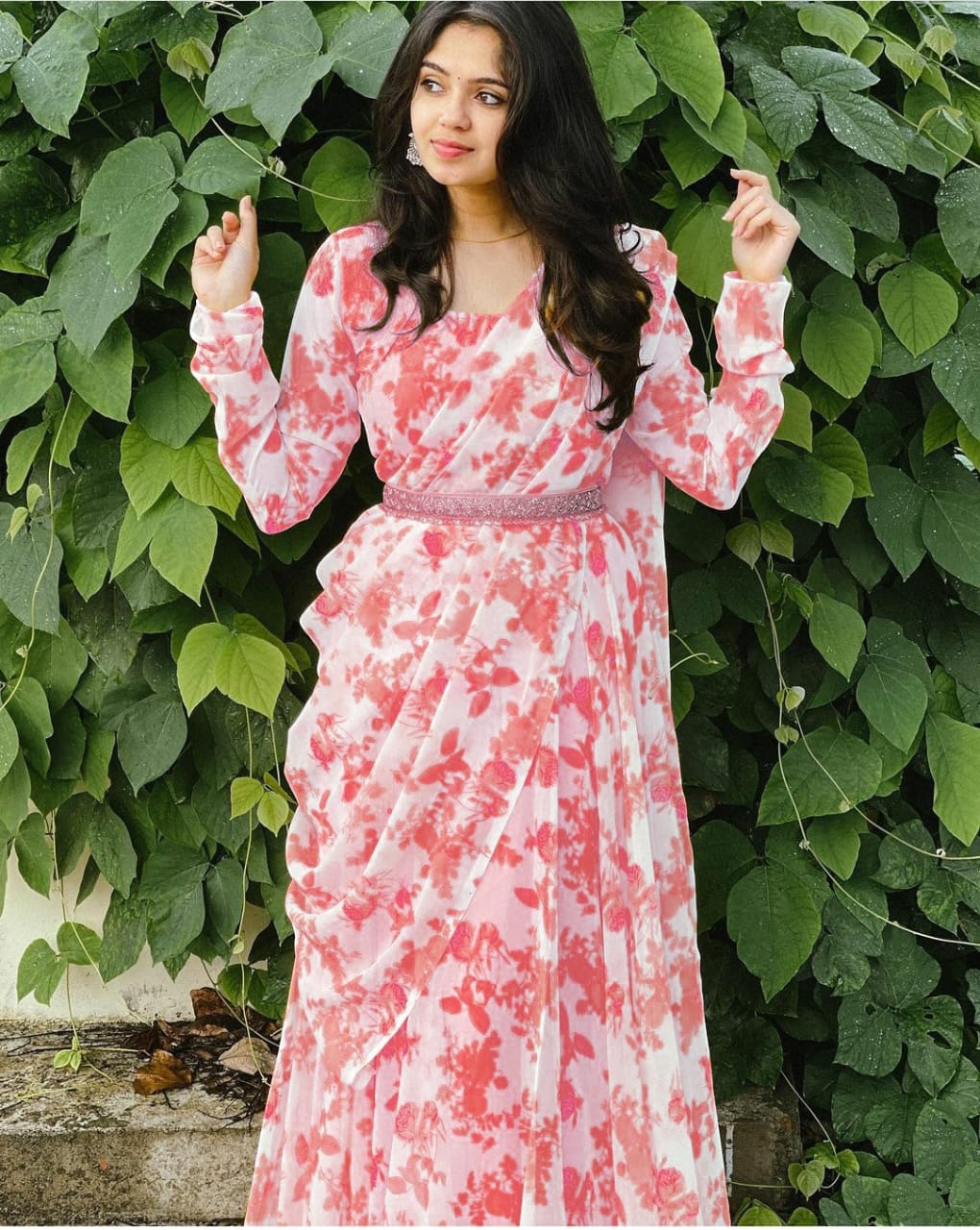 Flower Printed Gown with Dupatta for Women - Bhawya