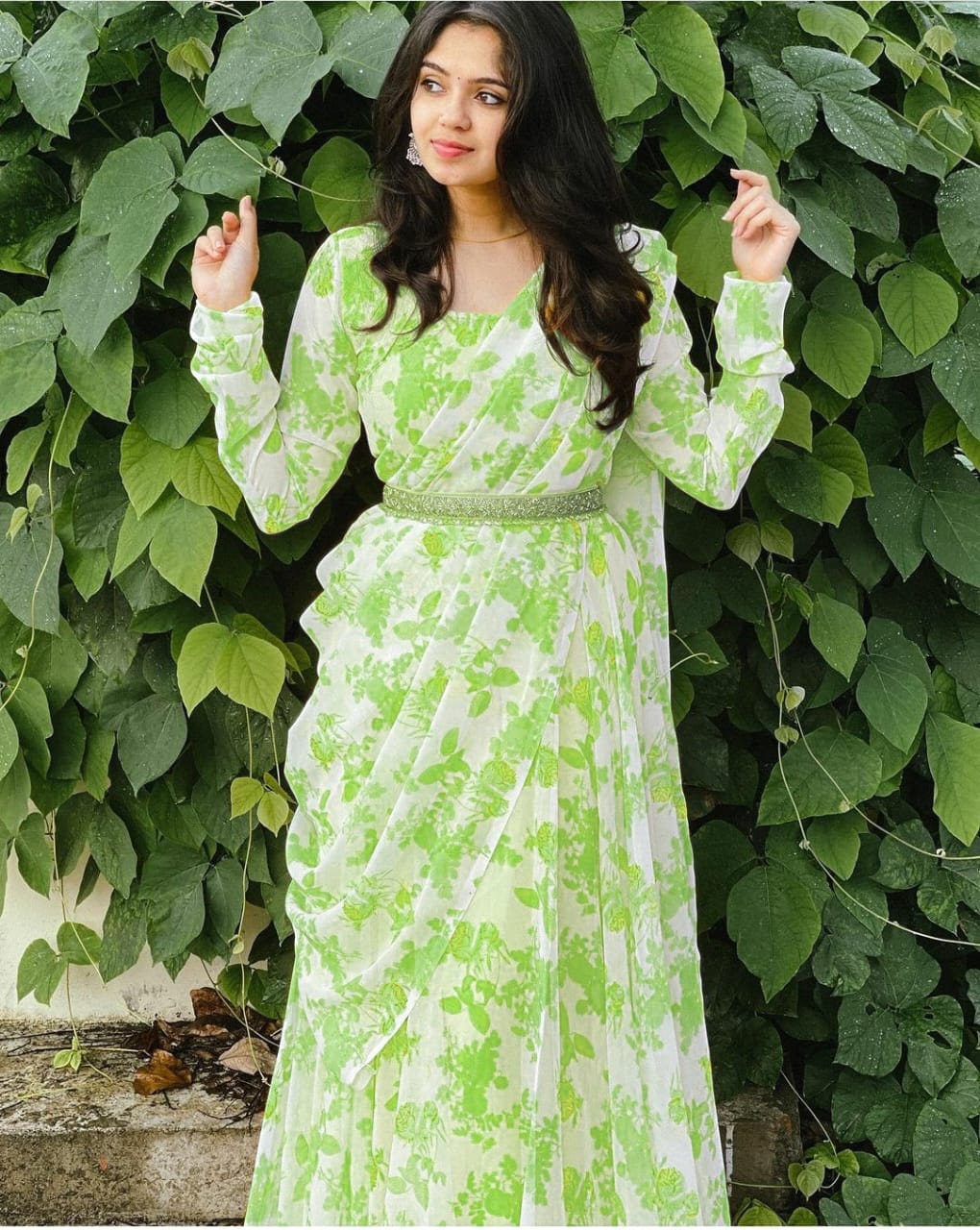 Flower Printed Gown with Dupatta for Women - Bhawya