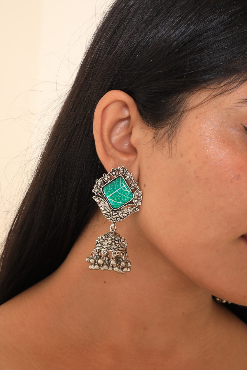 Turquoise Jhumka Earrings