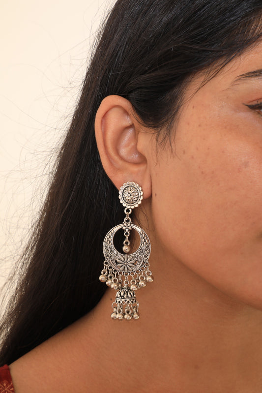 Crescent Moon Shaped Chandbali  Drop Earring