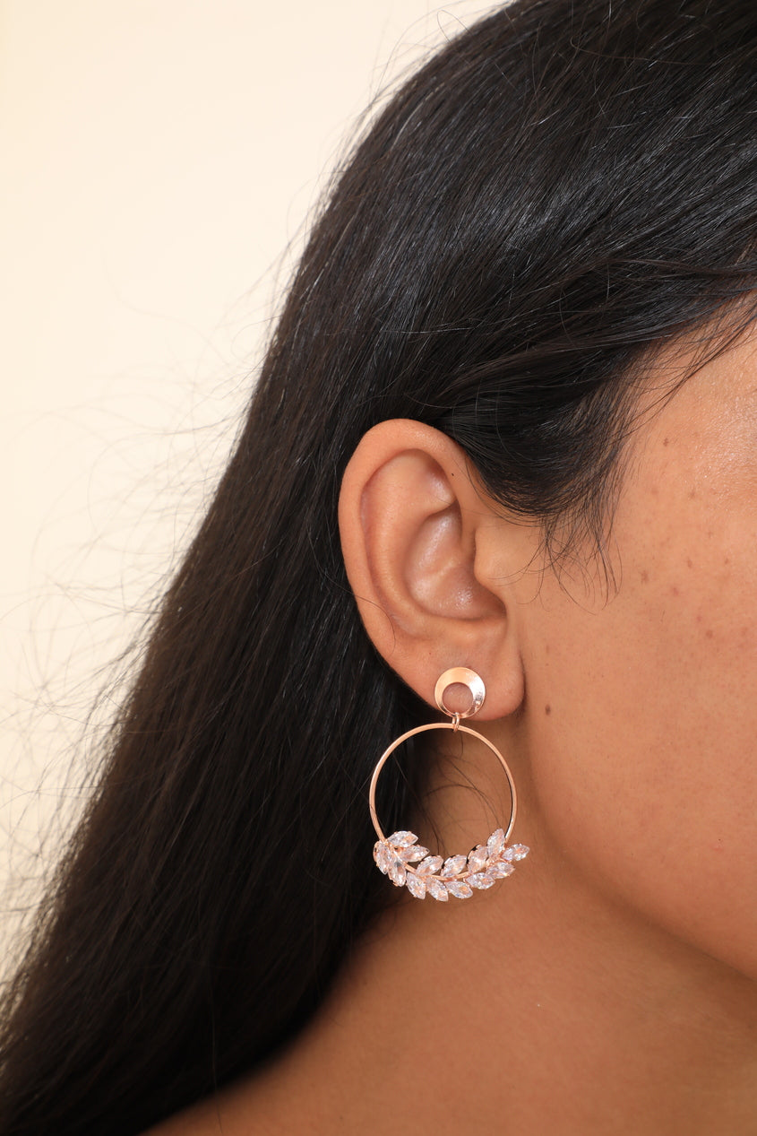 Magic leaf crystal hoop Earrings - Bhawya