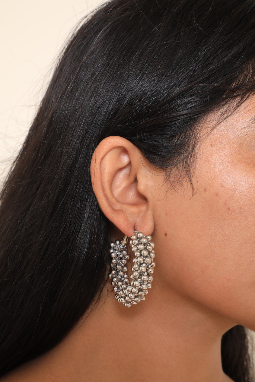 Spiral Beaded Hoops Earrings - Bhawya