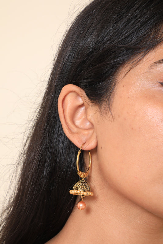 Adorable Pink Pearl Dropped Jumkha Earrings