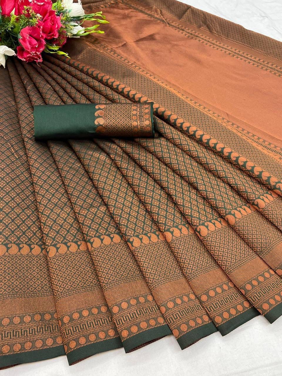 Kanjivaram Silk Blend Brown Saree - A Tapestry of Tradition and Elegance