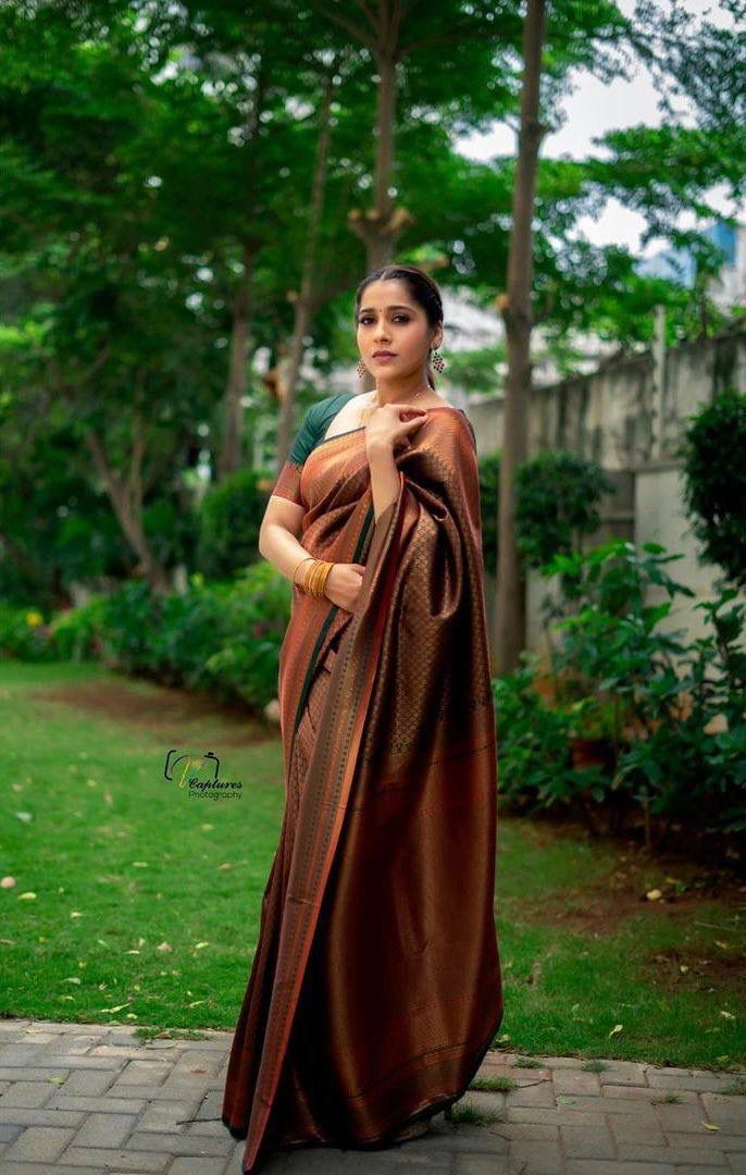 Kanjivaram Silk Blend Brown Saree - A Tapestry of Tradition and Elegance