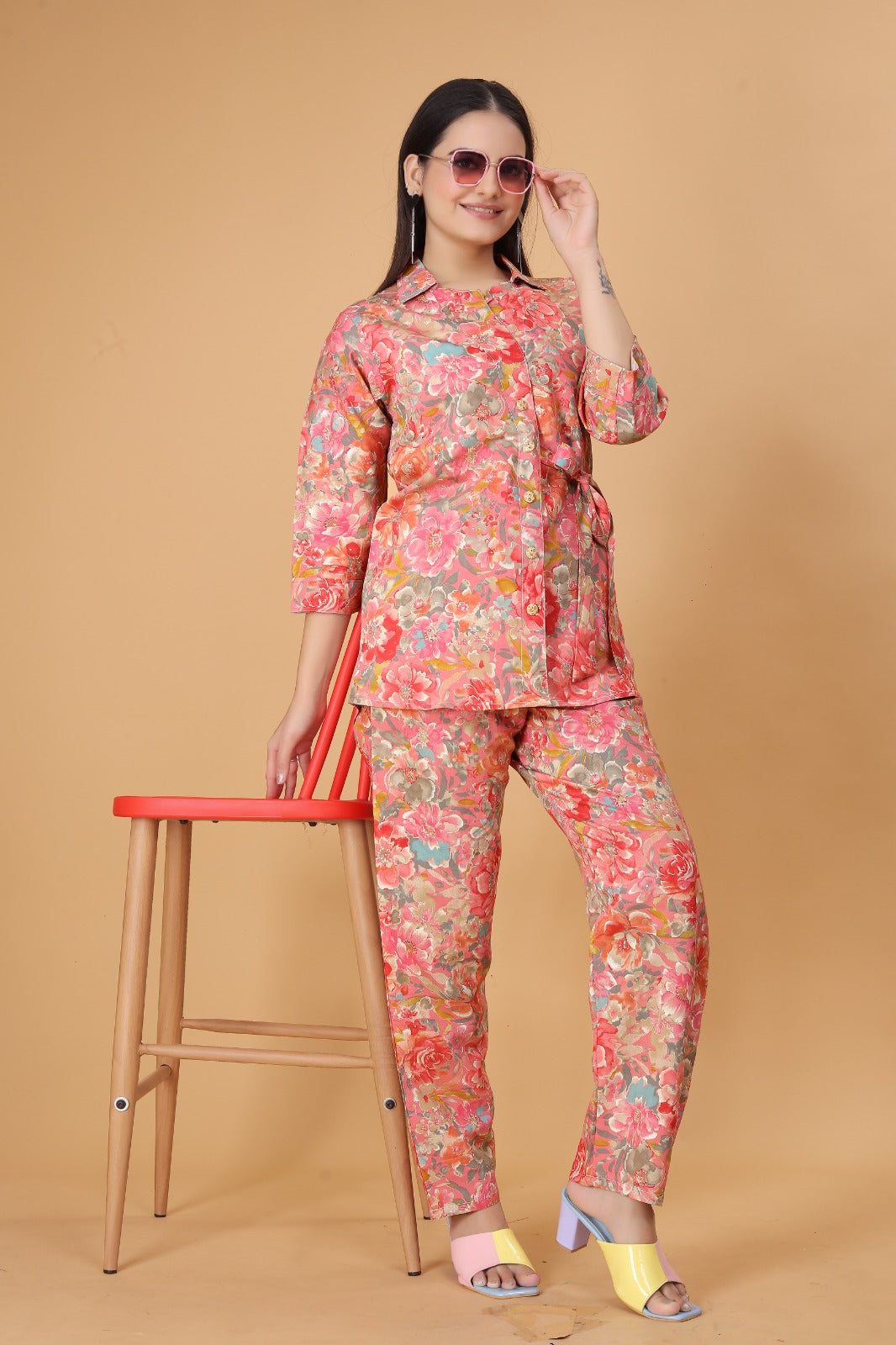 Women's Cotton Silk Ethnic Top and Pant Set - Timeless Elegance Meets Comfort