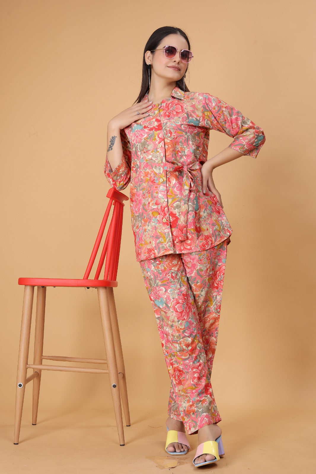 Women's Cotton Silk Ethnic Top and Pant Set - Timeless Elegance Meets Comfort