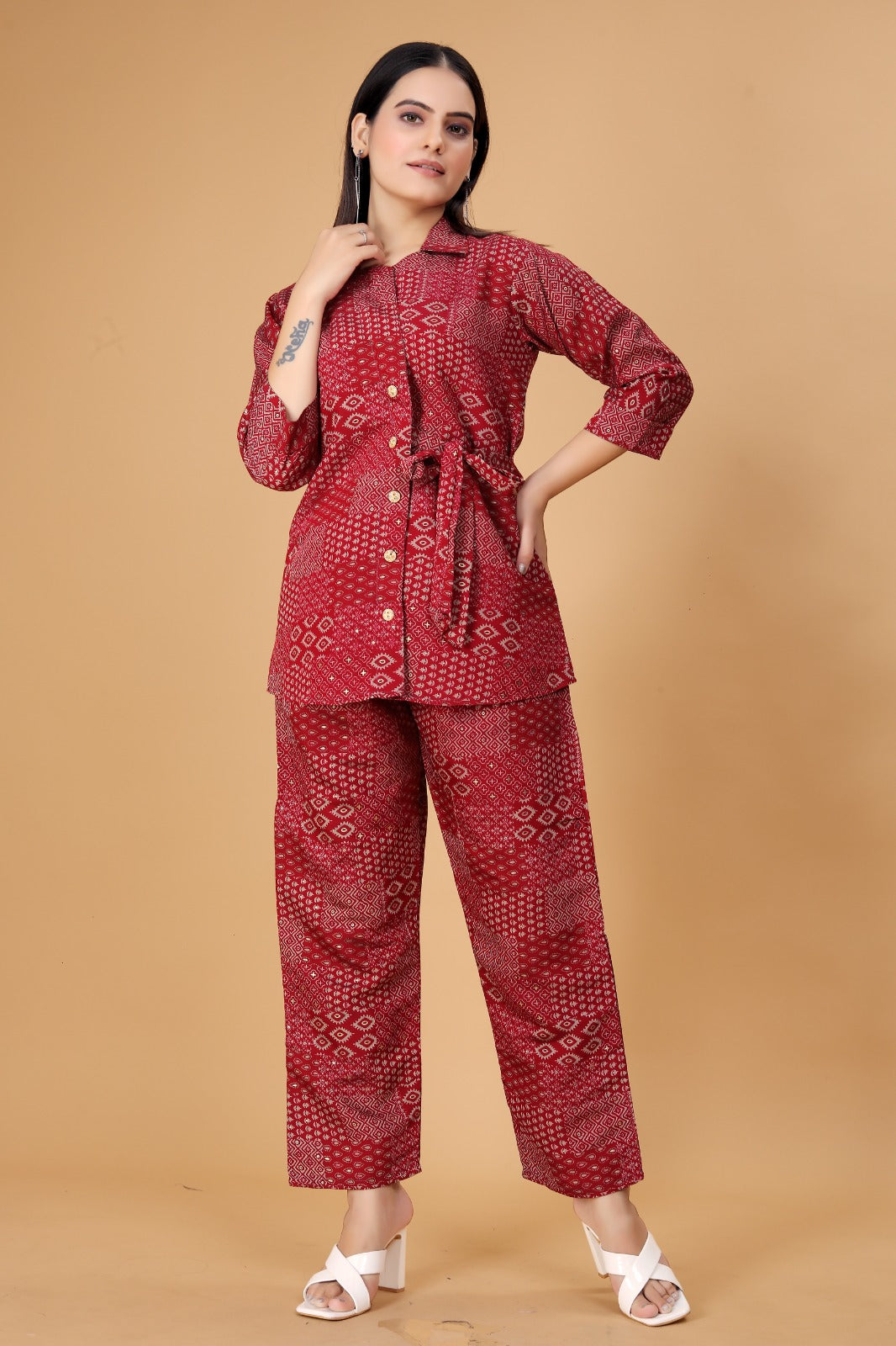 Women's Cotton Silk Ethnic Top and Pant Set - Timeless Elegance Meets Comfort