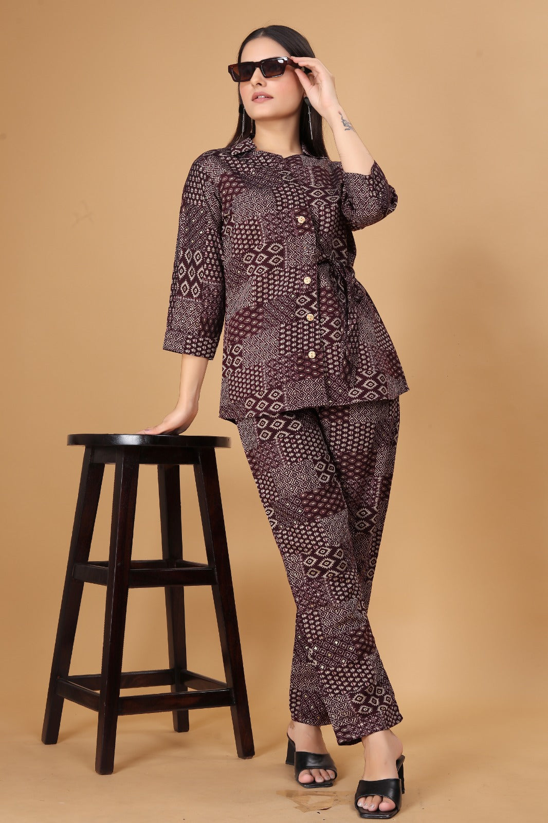 Women's Cotton Silk Ethnic Top and Pant Set - Timeless Elegance Meets Comfort