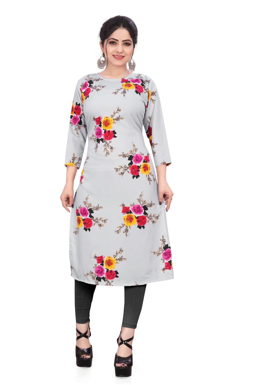 Women's Floral Print Kurti - Embrace Nature's Beauty in Style