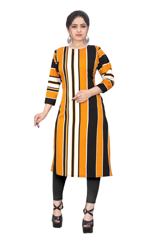 Women's Striped Crepe Straight Kurta - Classic Stripes, Contemporary Elegance